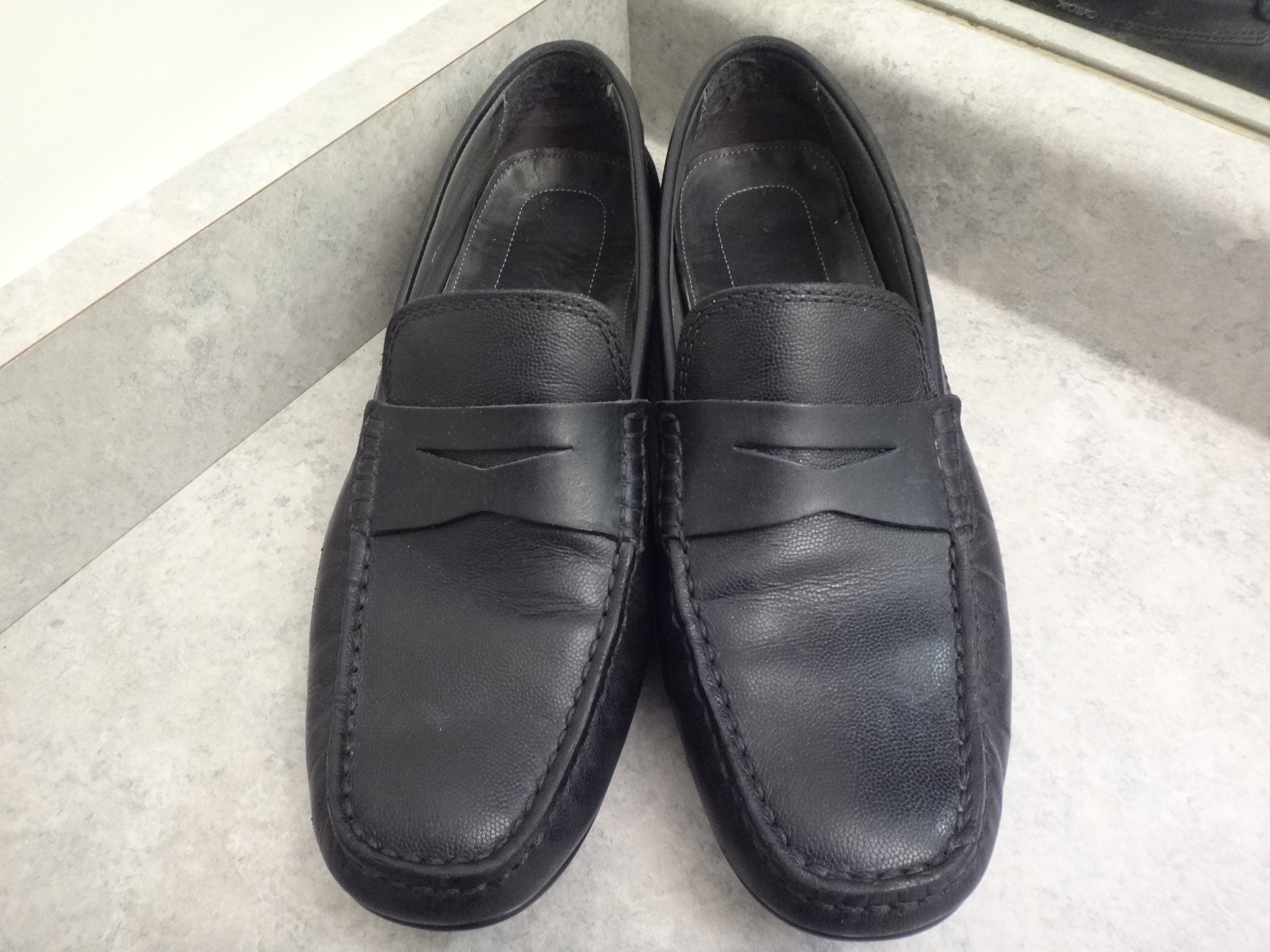 ✅♻️GEOX Men's 9 / 42 Leather & Rubber Loafers Shoes + Insoles