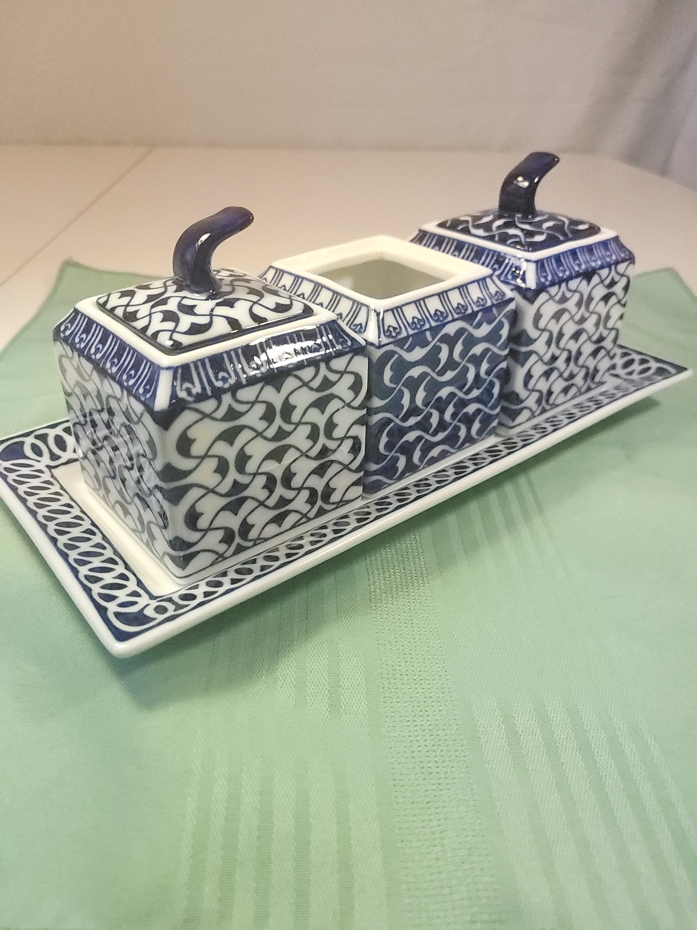 Bombay Company Arabesque Tile Blue and White Porcelain Canister