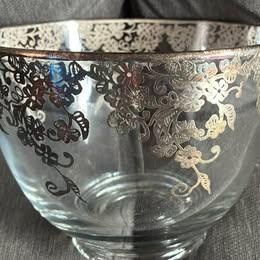 Vintage Art Deco Silver floral Overlay Glass Dish - photo 5