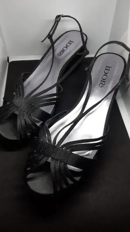 Black Satin Sandals