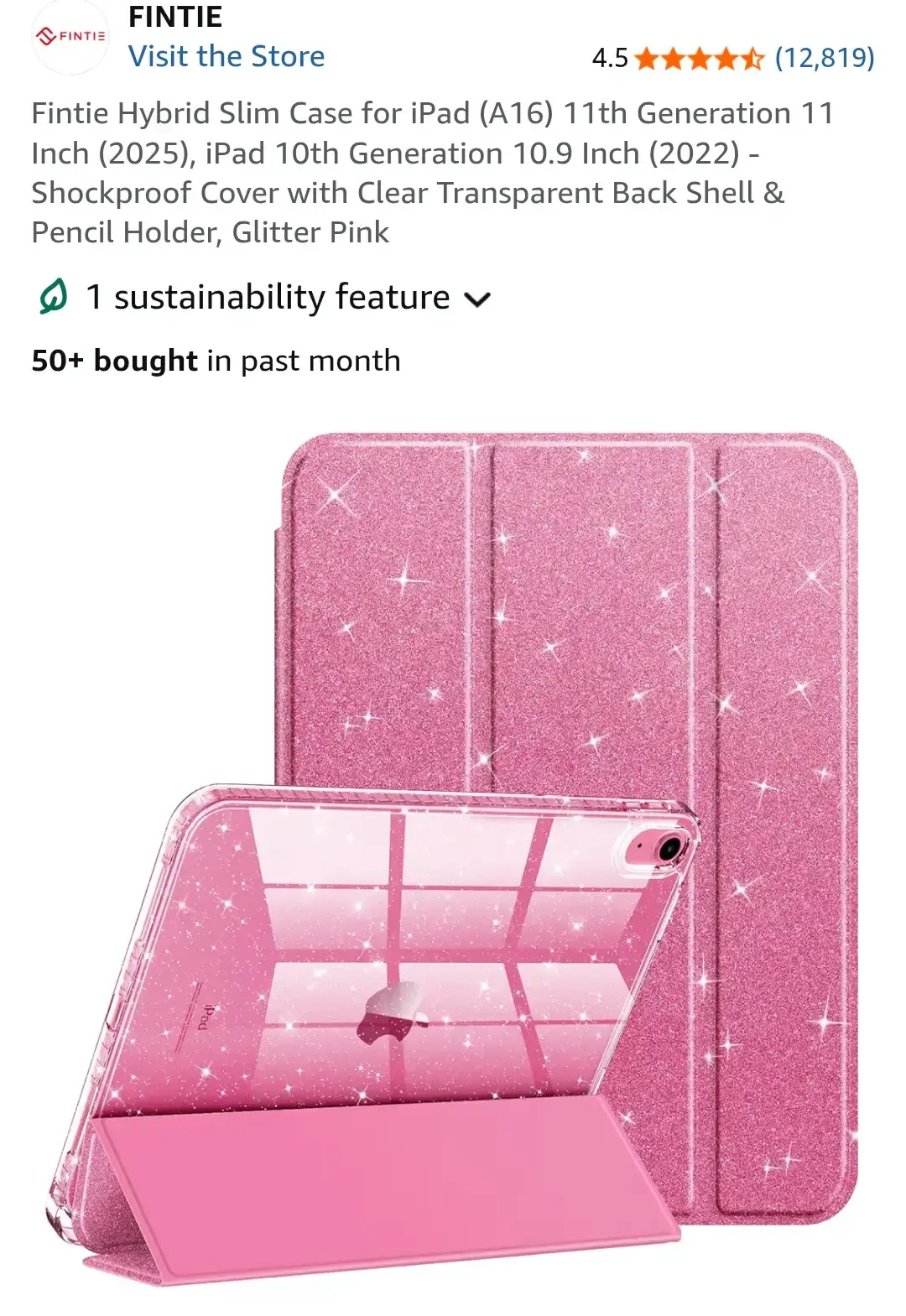 Fintie Hybrid Slim Case for iPad 11" & 10.9" Glitter Pink