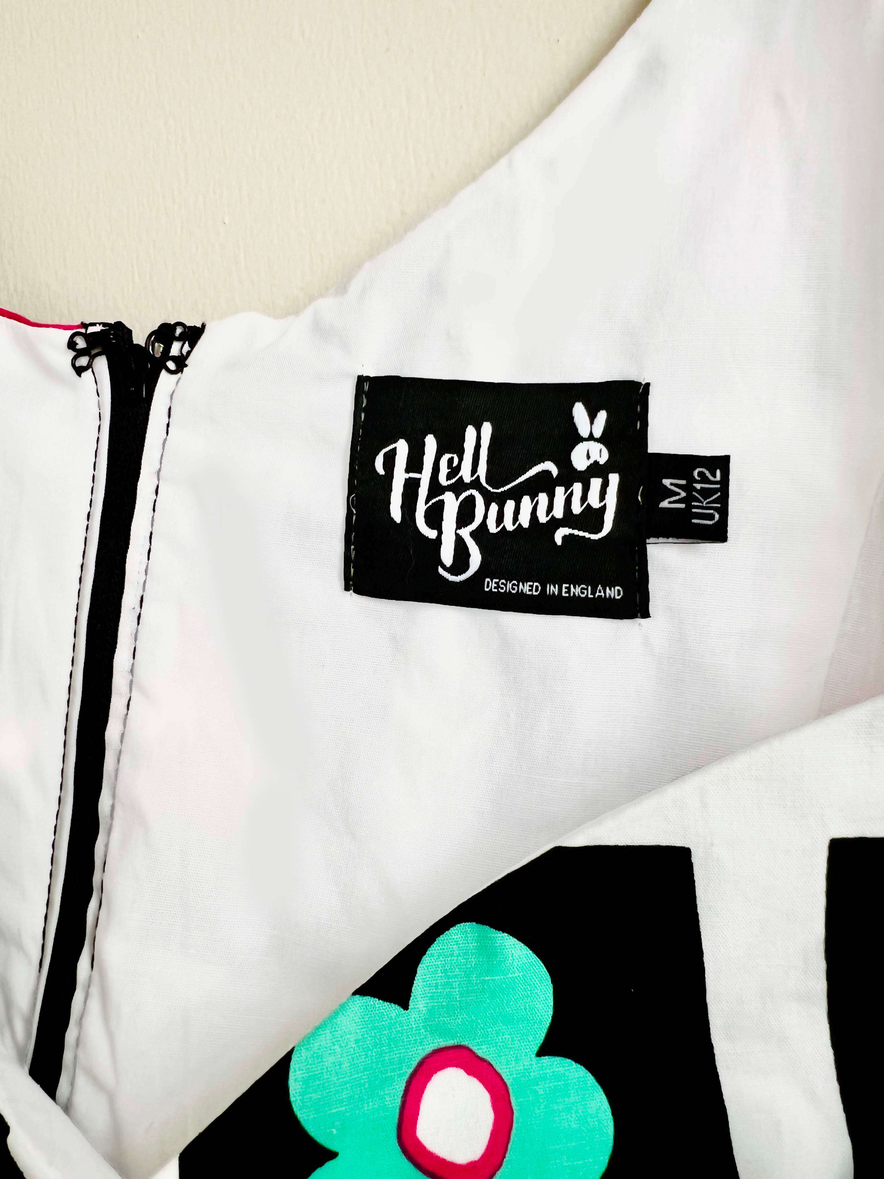 Black & White Checkered Flowers Strap Dress by Hell Bunny - photo 4