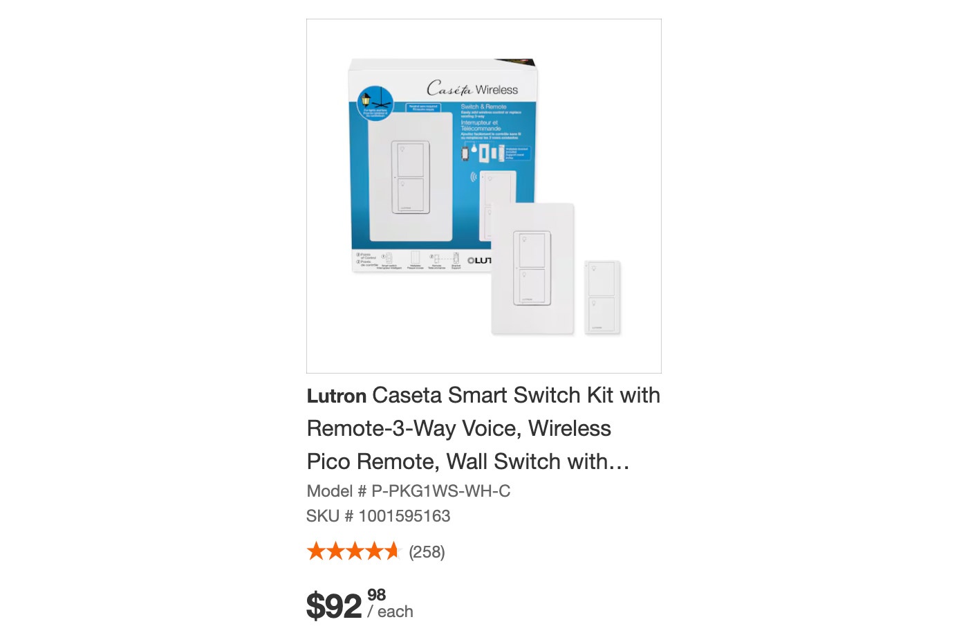 Lutron Caseta 3-way switch kit, P-PKG1WS-WH-C - photo 3
