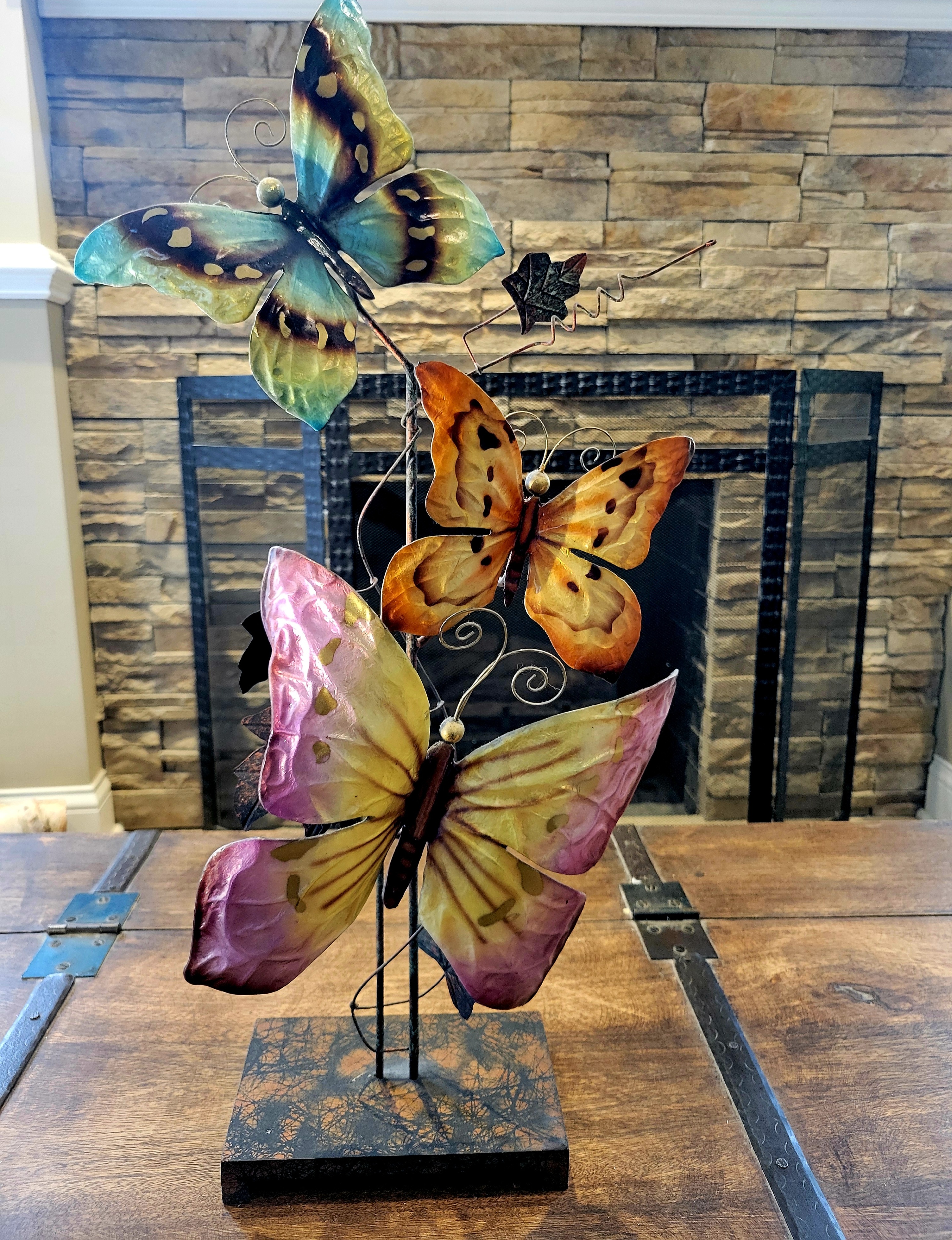 Metal Butterfly Tabletop Sculpture – Home or Garden Decor Art