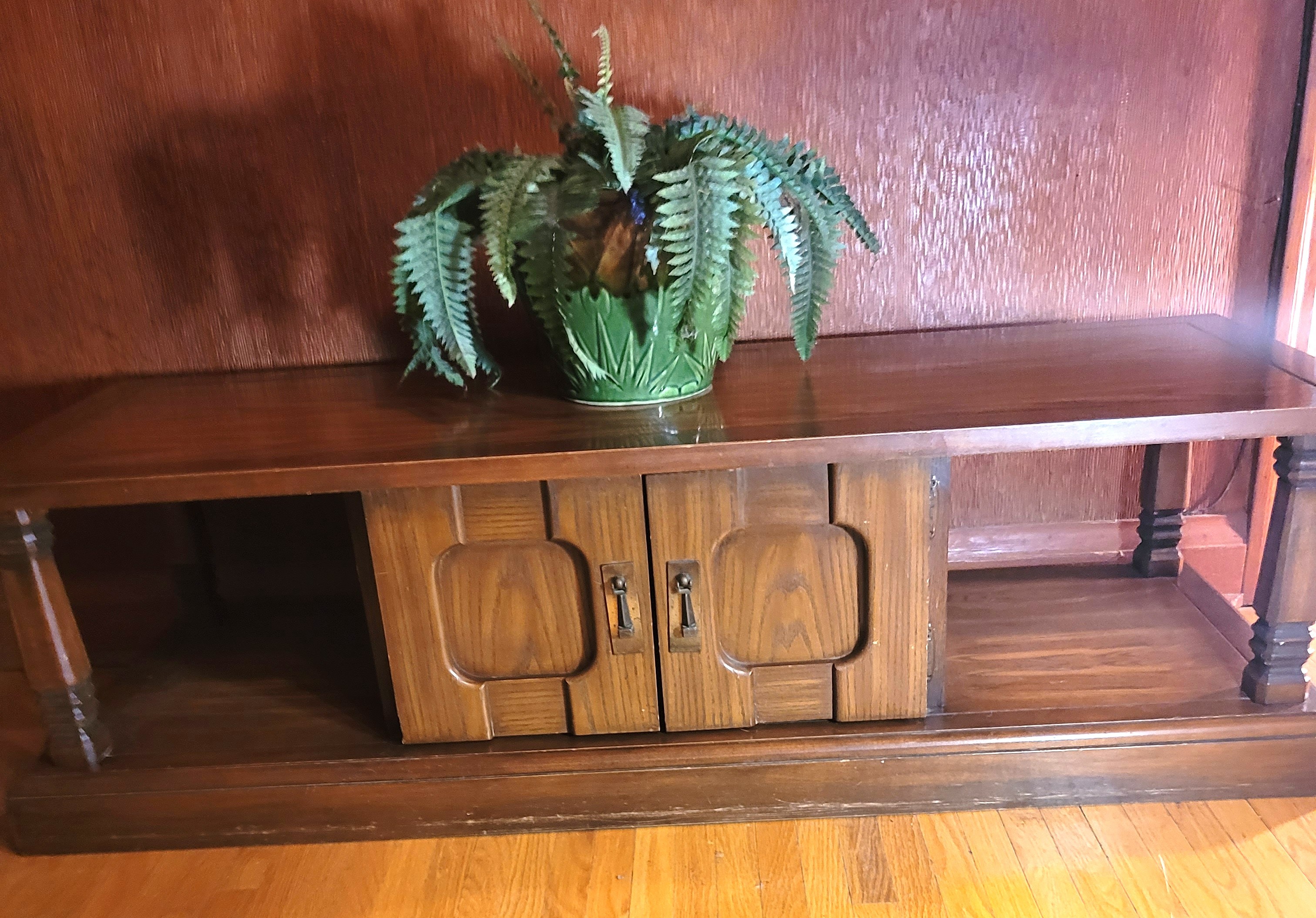 Circa 1960s Wood Coffee Table with Storage Cabinet - photo 2