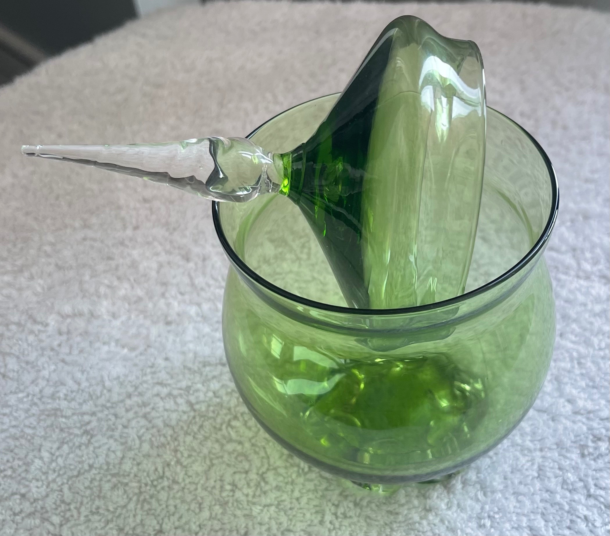 MCM Olive Green Honeycomb Glass Lidded Jar - photo 2