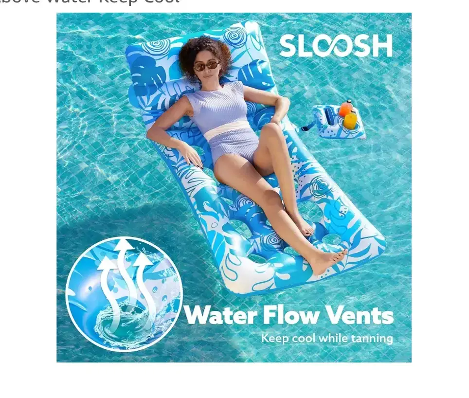 Sloosh Tropical Leaves Inflatable Pool Float Lounger (blue) - photo 4