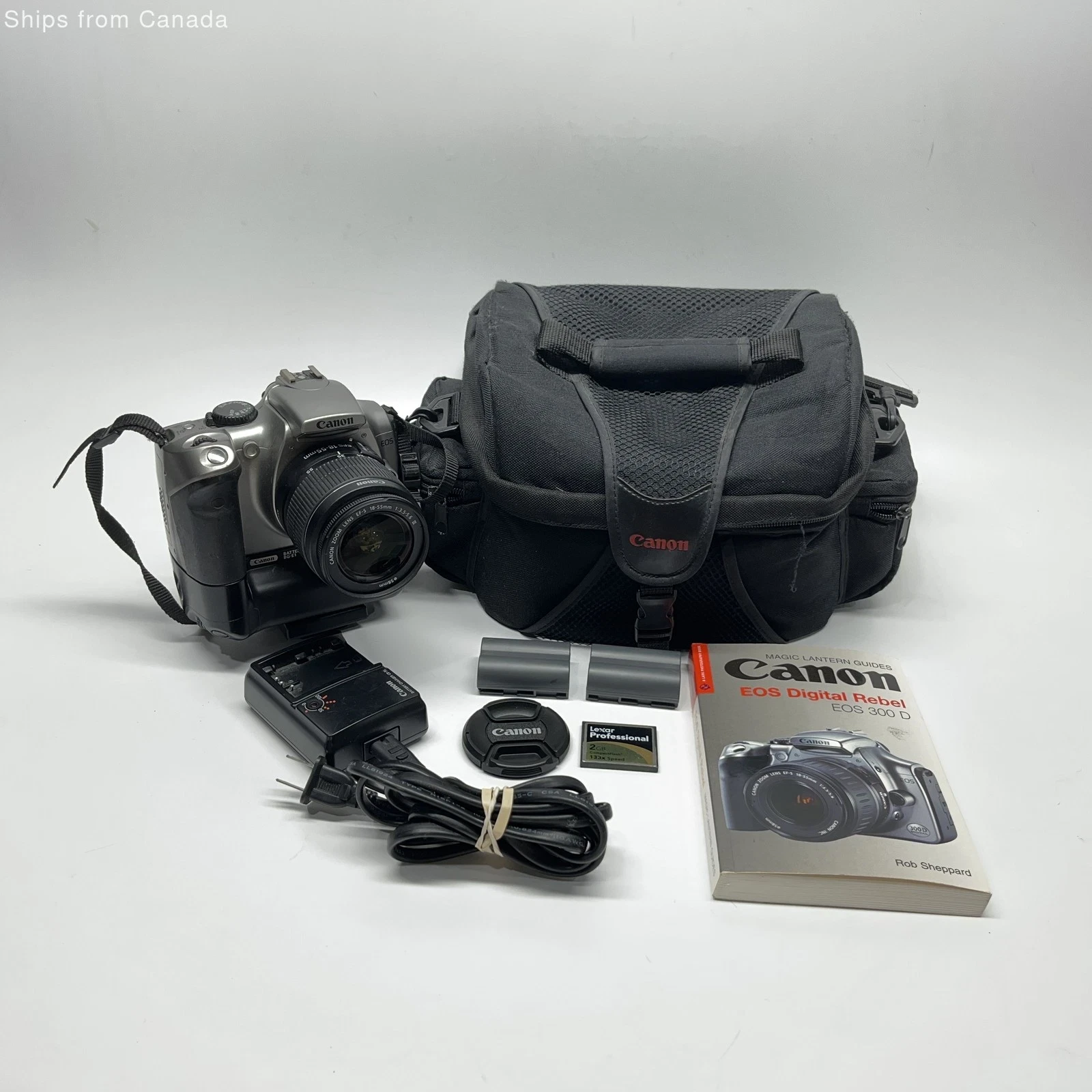 Canon EOS Digital Rebel Digital SLR Camera w/ Battery Grip & Acc