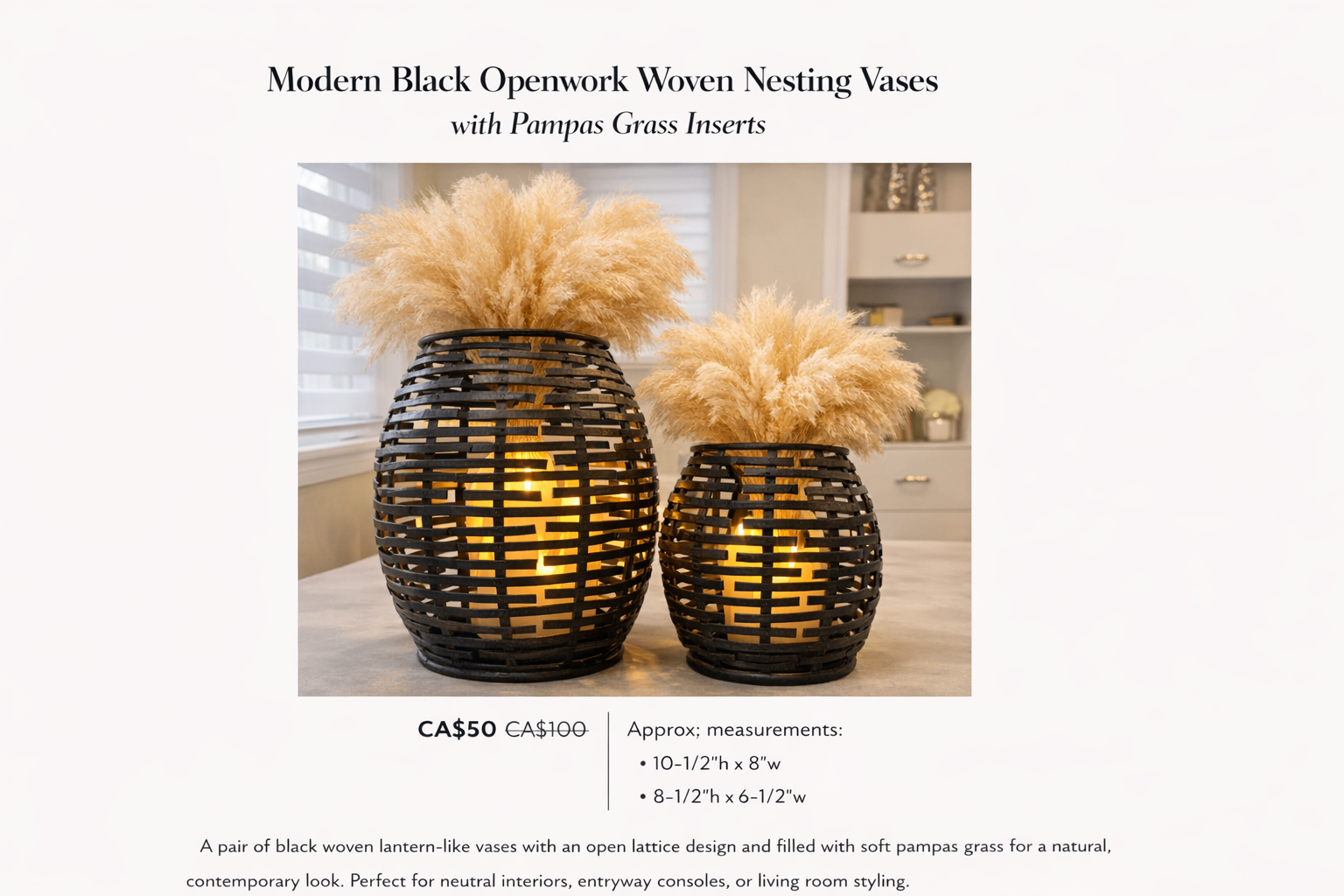 Modern Black Openwork Woven Nesting Vases - photo 5