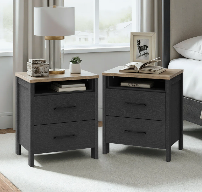 Set of 2 Black Nightstands - New in box - photo 3