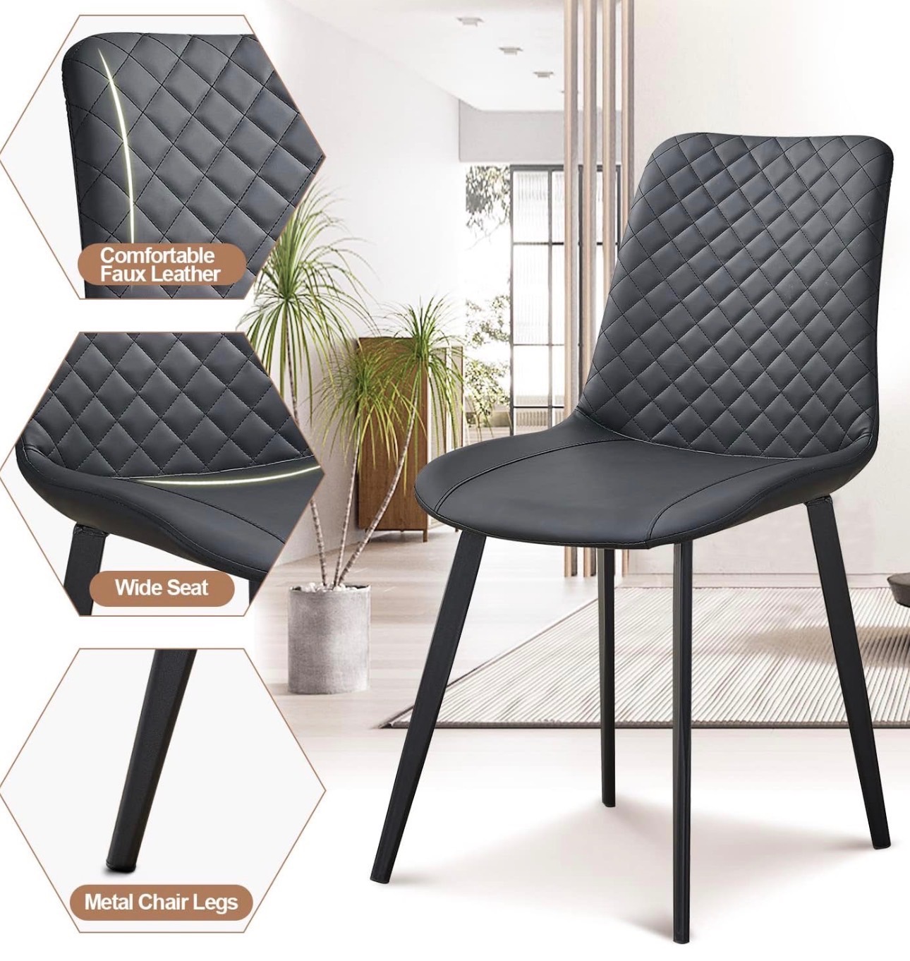 NEW: Ieather dining chairs modern comfortable & Heavy Duty | 4Pc - photo 2