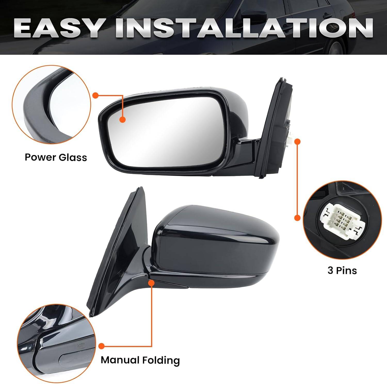 Left Driver Side Mirror Compatible with Honda Accord 2003-2007 - photo 2