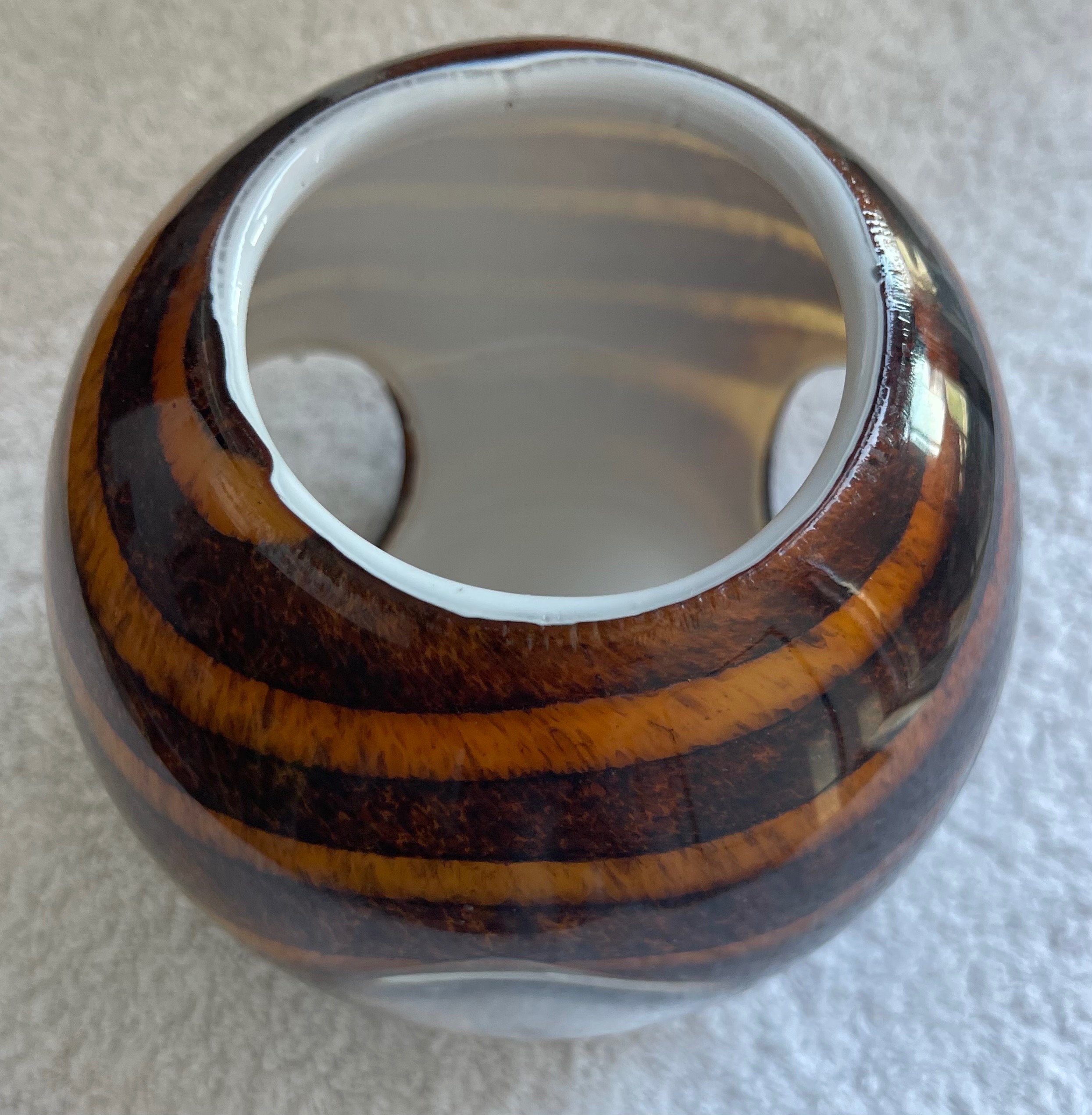 Murano Glass Tri-Window Vase (Root Beer/White) - photo 3