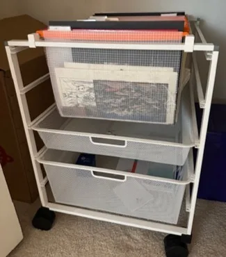 ELFA white mesh office file from the Container Store