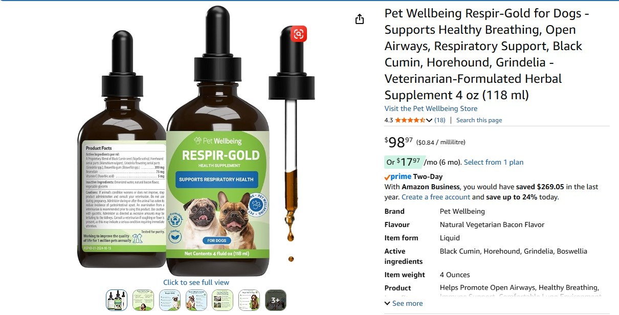 SEALED:  Pet Wellbeing Respir-Gold for Dogs - photo 4