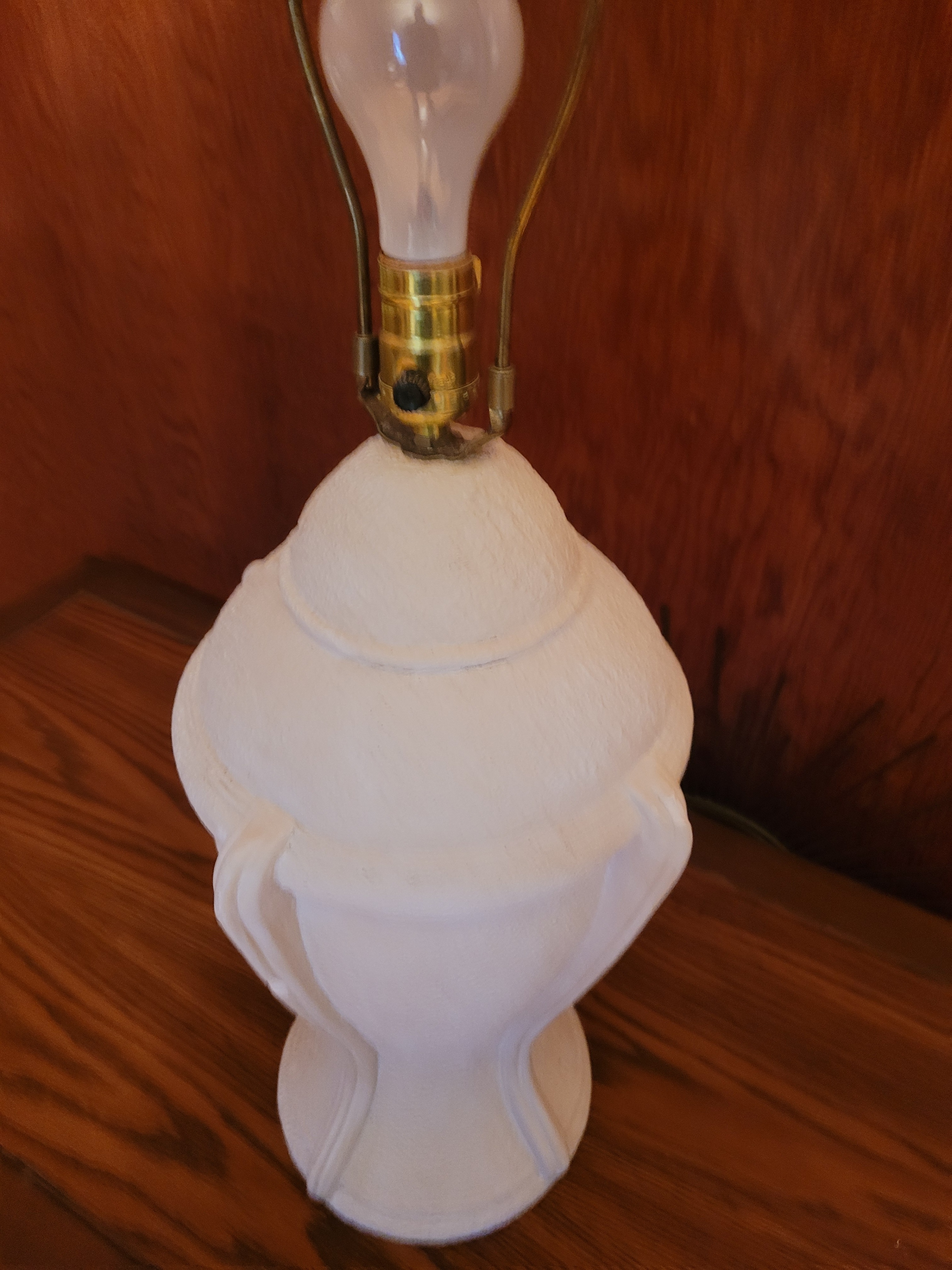 Large Textured Plaster Table Lamp Heavy 80s Brutalist Decor 29" - photo 3