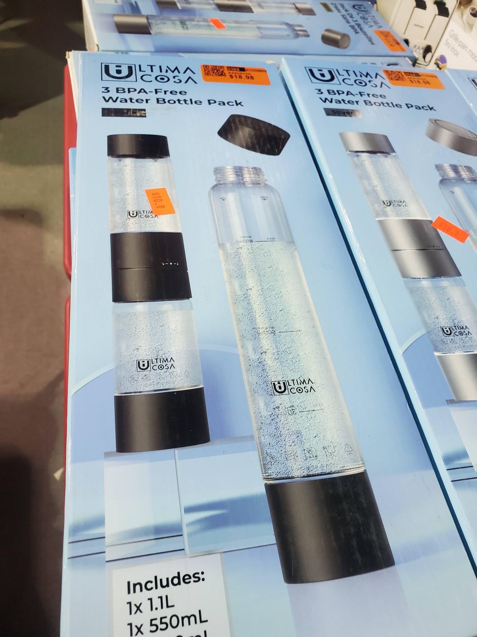 Ultima Cosa 3‑Pack BPA‑Free Water Bottles – Black / Silver - photo 5
