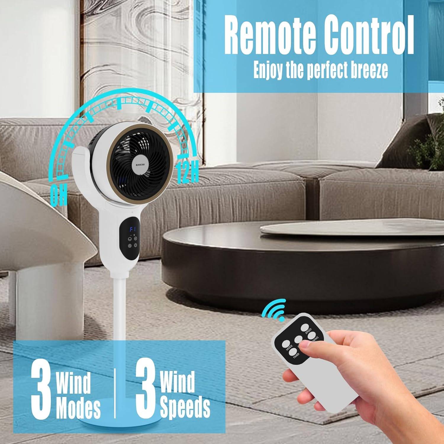 SAYDSI Oscillating Standing Tower Fan - Brand New - photo 4
