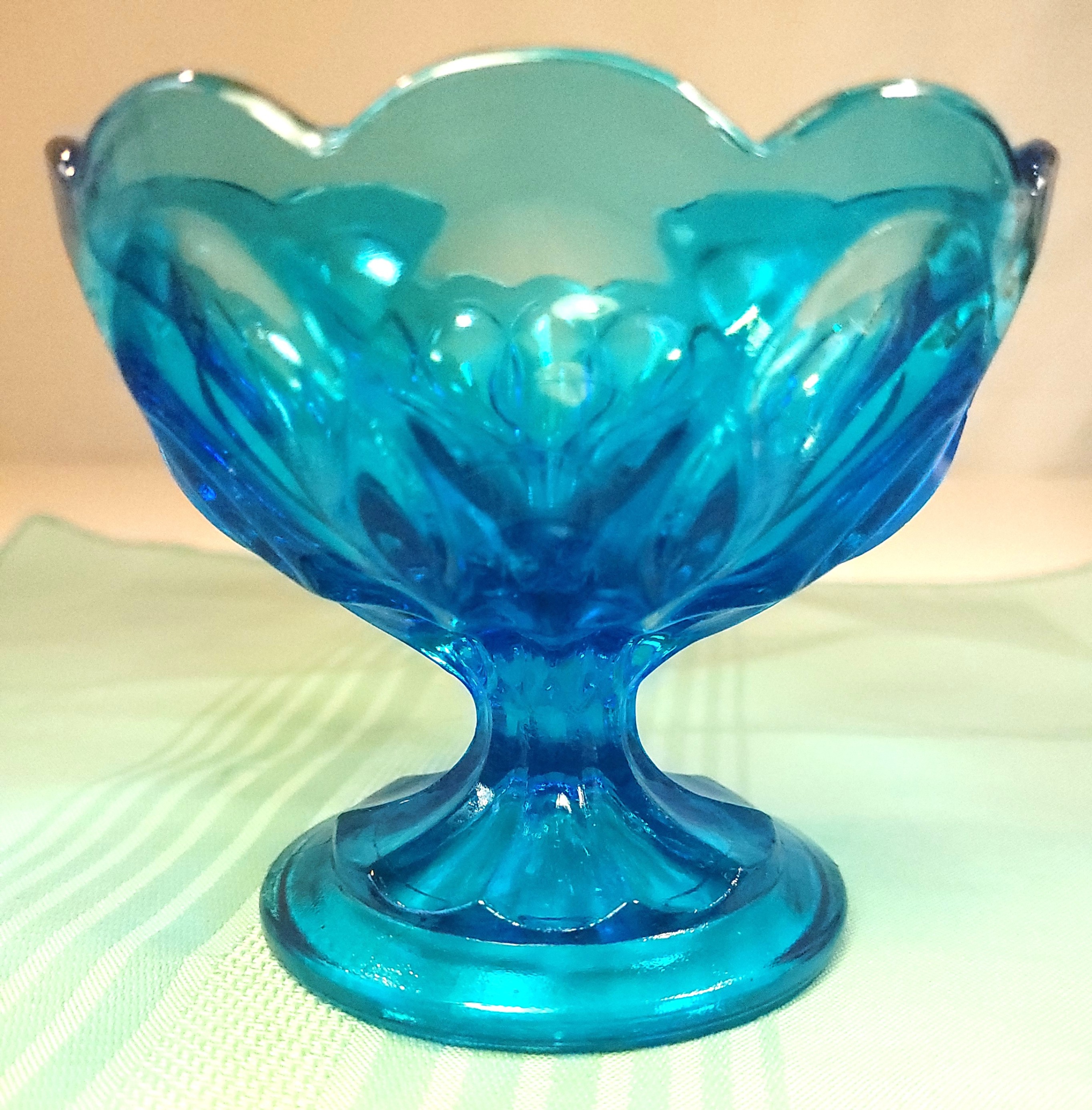 Indiana Glass Horizon Blue Teardrop Pattern Sherbet Dish - photo 4