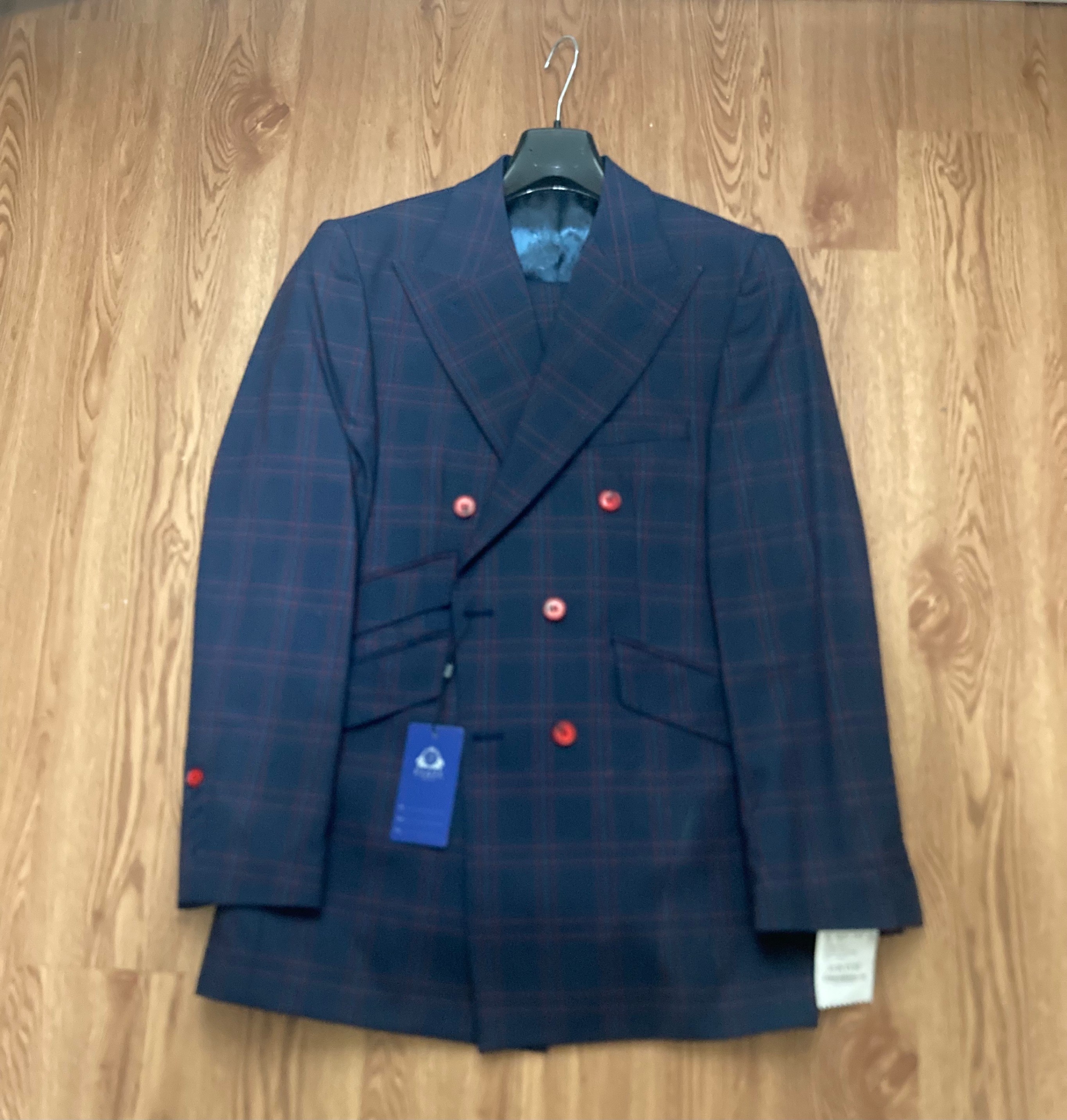 Men’s Navy Suit with Red Stripes – Stylish Designer Formal Suit - photo 4