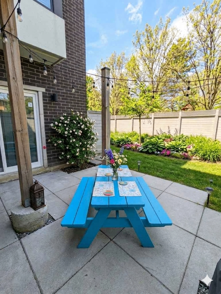 Kids Blue Picnic Table