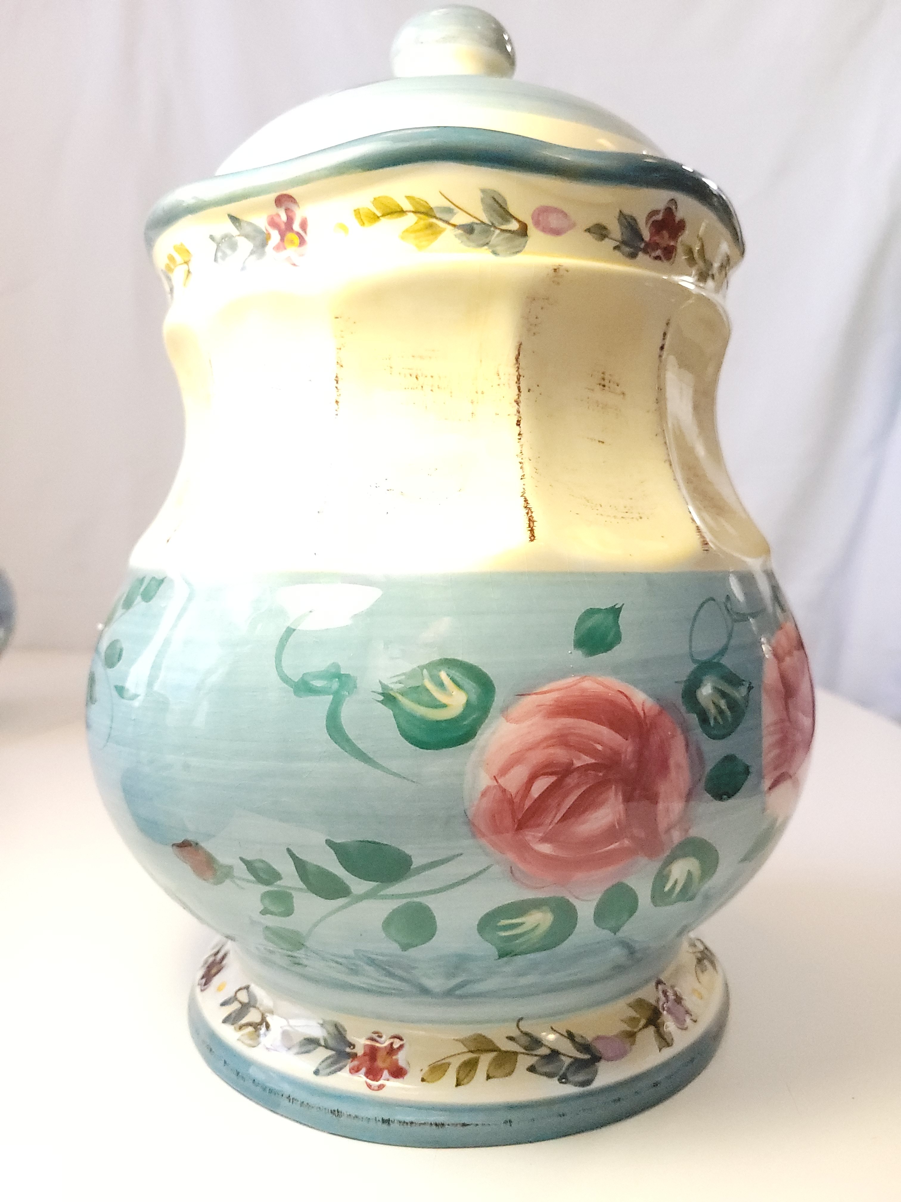 VTG Jay Import Co. Ceramic Canister Set - Blue Rose Floral - 3pc - photo 2