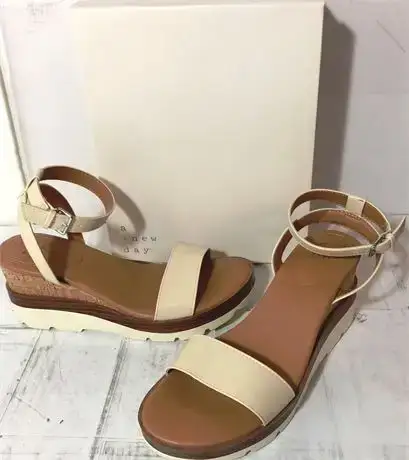 A New Day Abigail Cork Wedge Sandal SZ 10