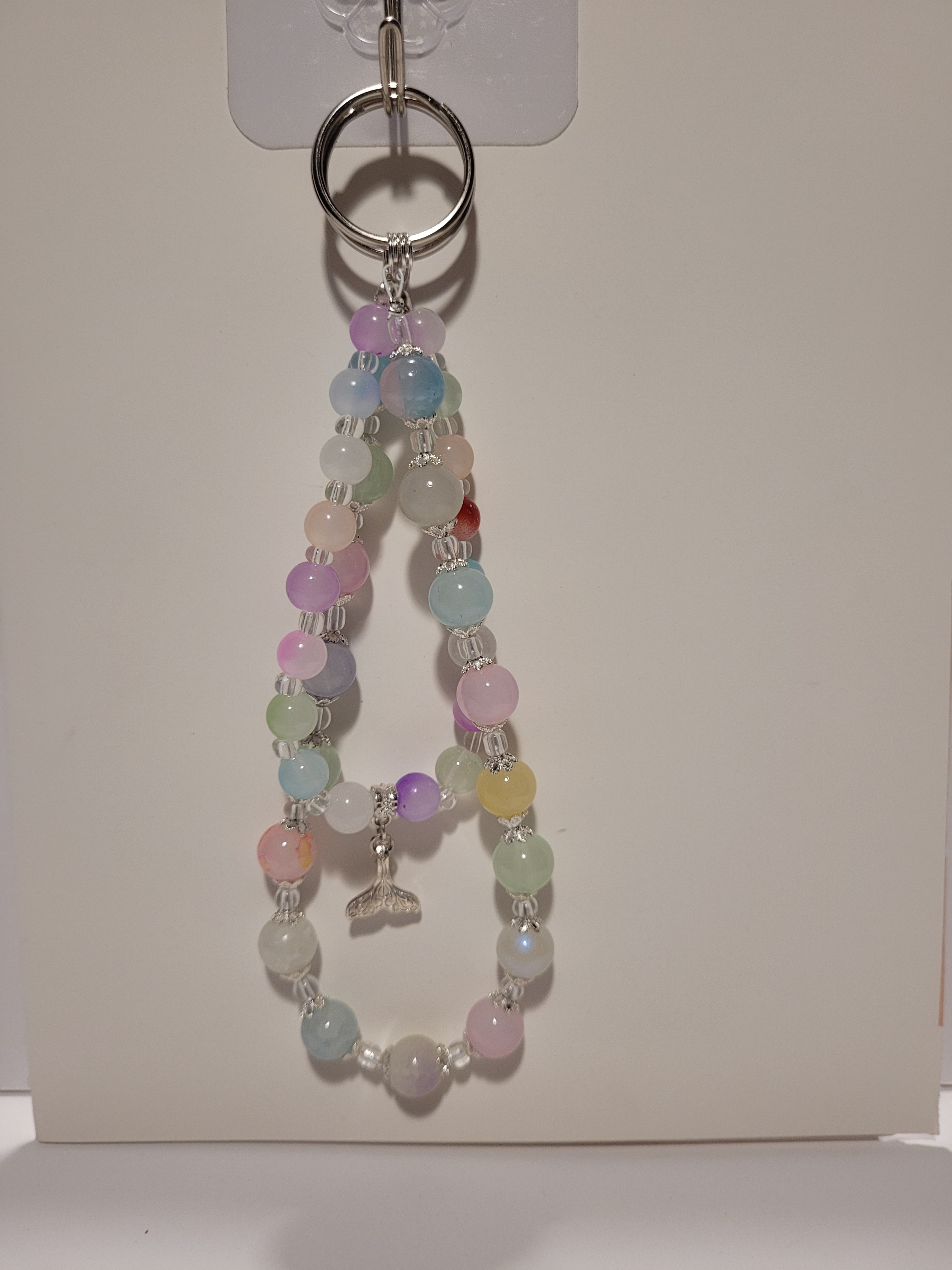 Handmade Beaded Keychain with Whale Charm