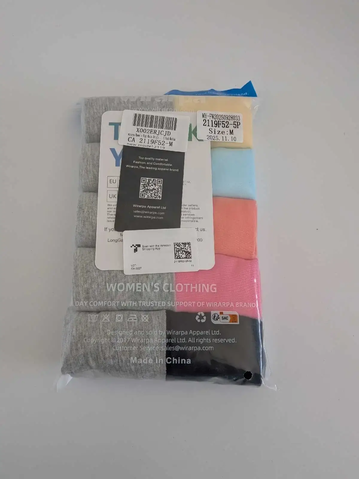 Wirarpa Women's Cotton Underwear High Waist Briefs 5 Pack - photo 5