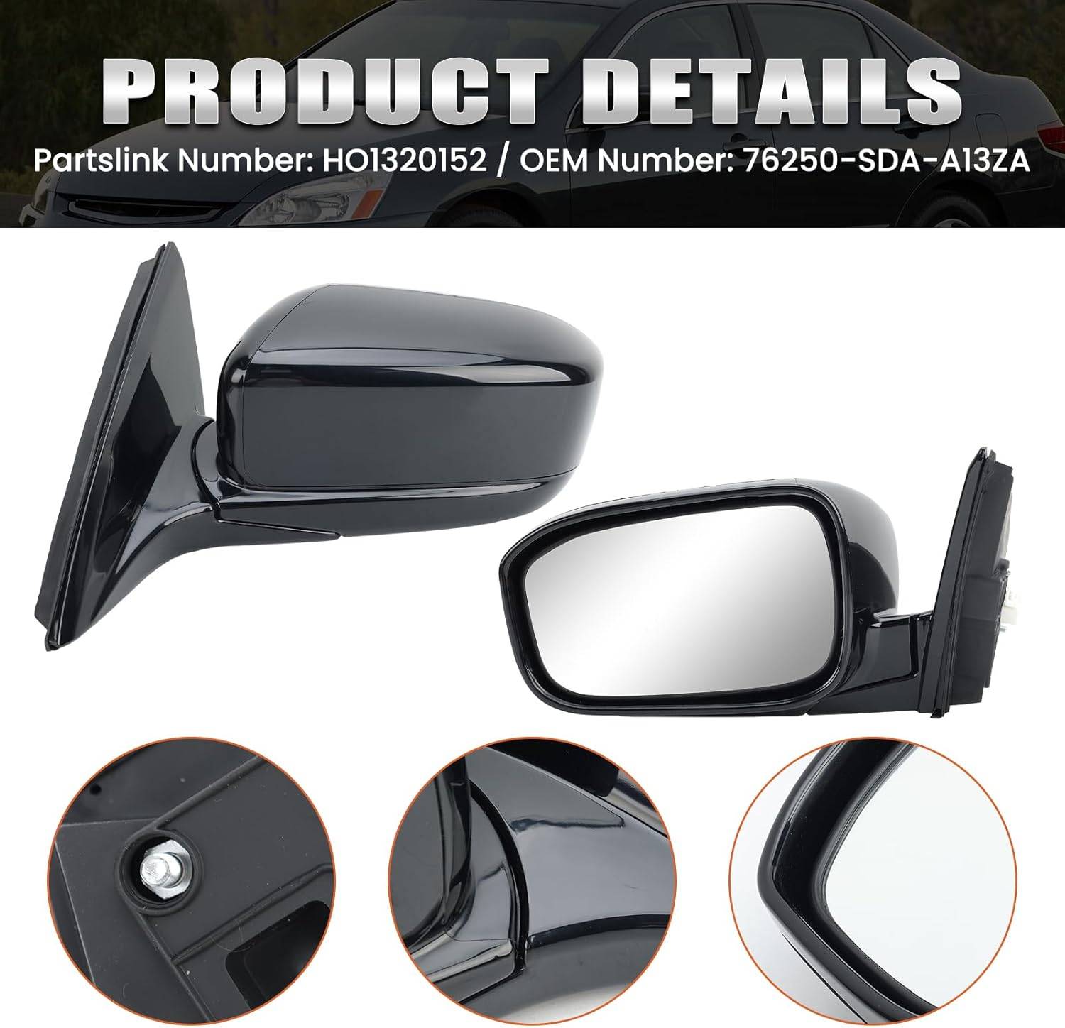 Left Driver Side Mirror Compatible with Honda Accord 2003-2007 - photo 4