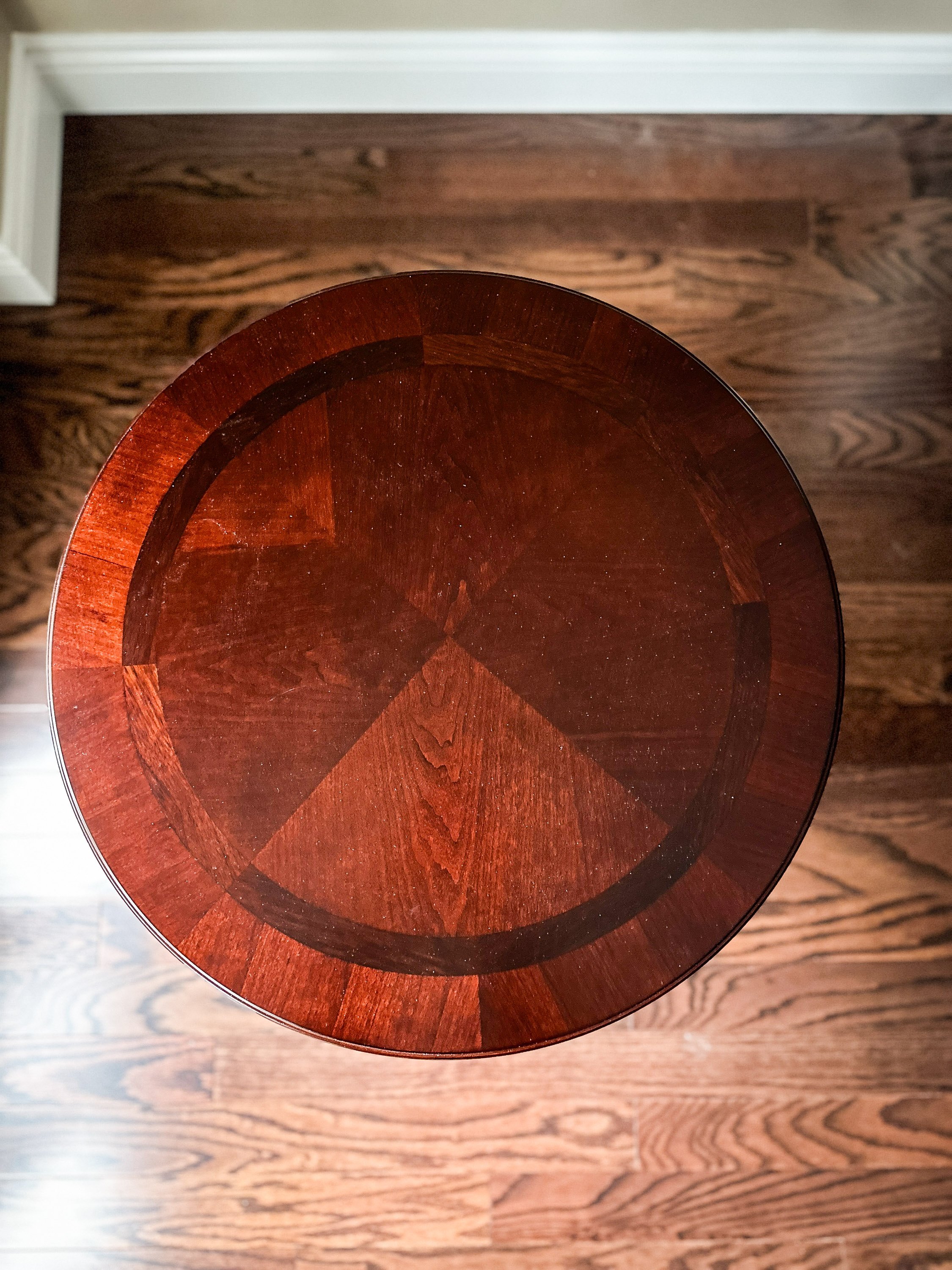 Round Solid Wood Mahogany Side Table - photo 4