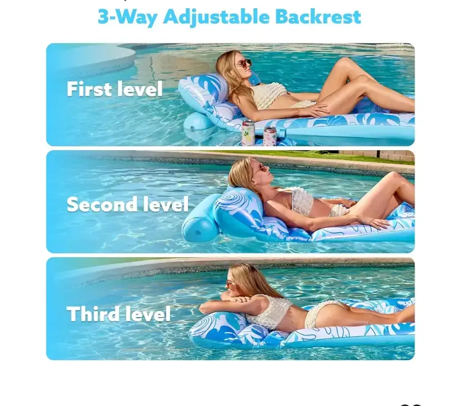 Sloosh Tropical Leaves Inflatable Pool Float Lounger (blue) - photo 2