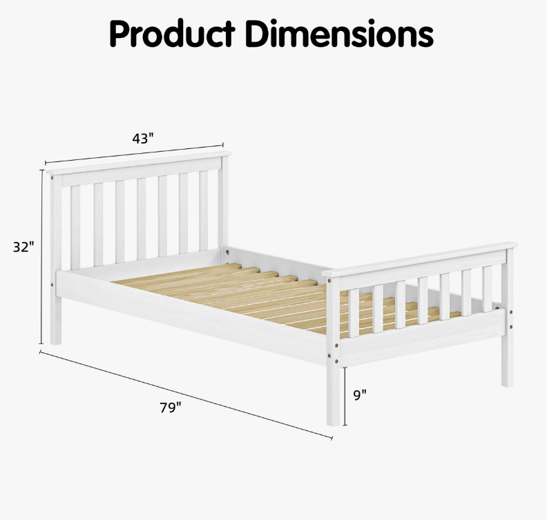 White Solid Wood Twin Bed Frame with Slat Support - New in box - photo 4