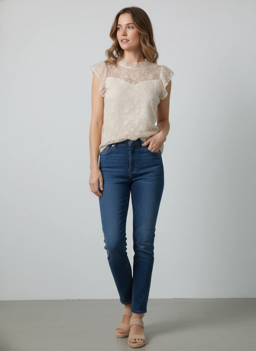Cream Lace Cap Sleeve Top - photo 2