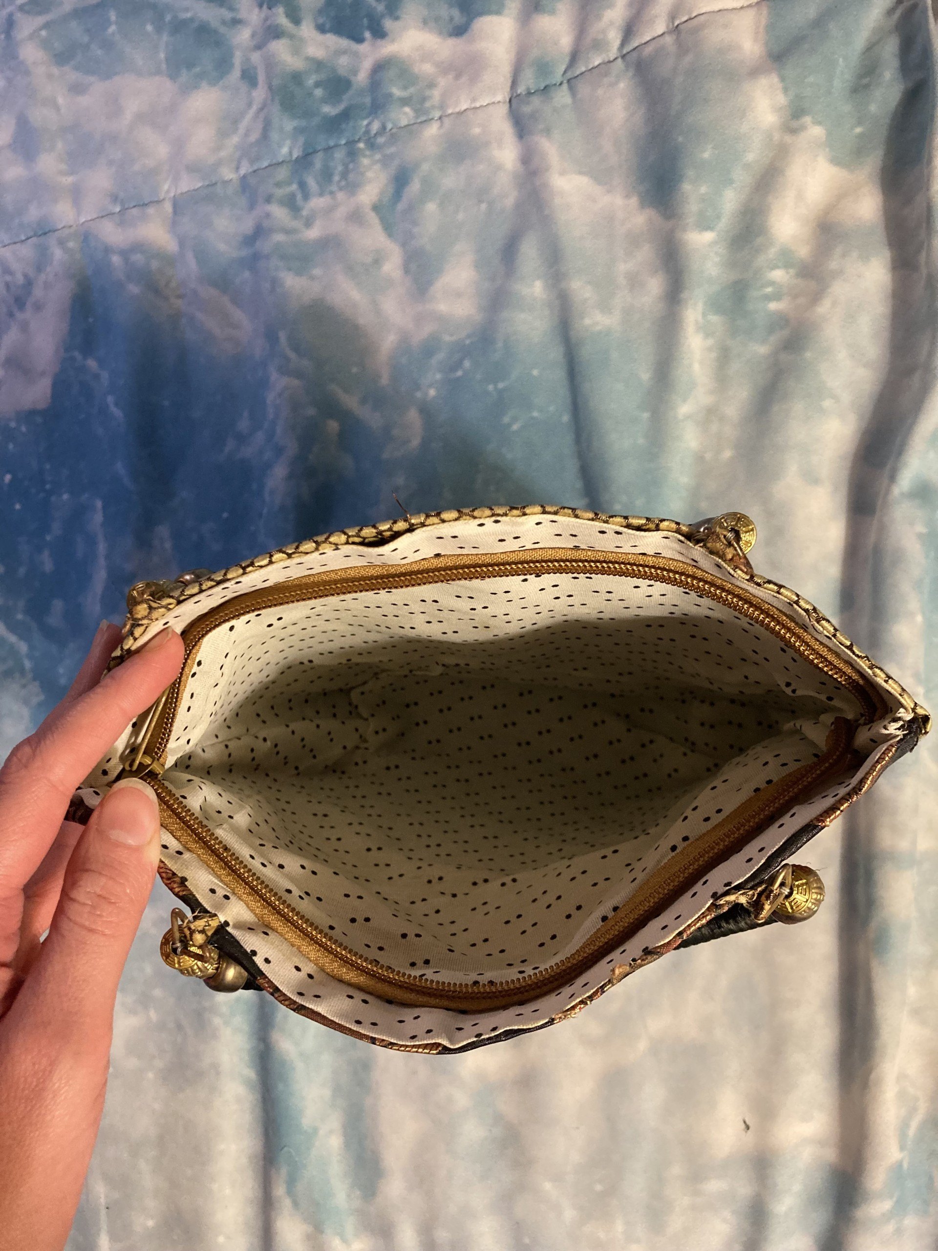 Fabric Feather Print Handbag - photo 3