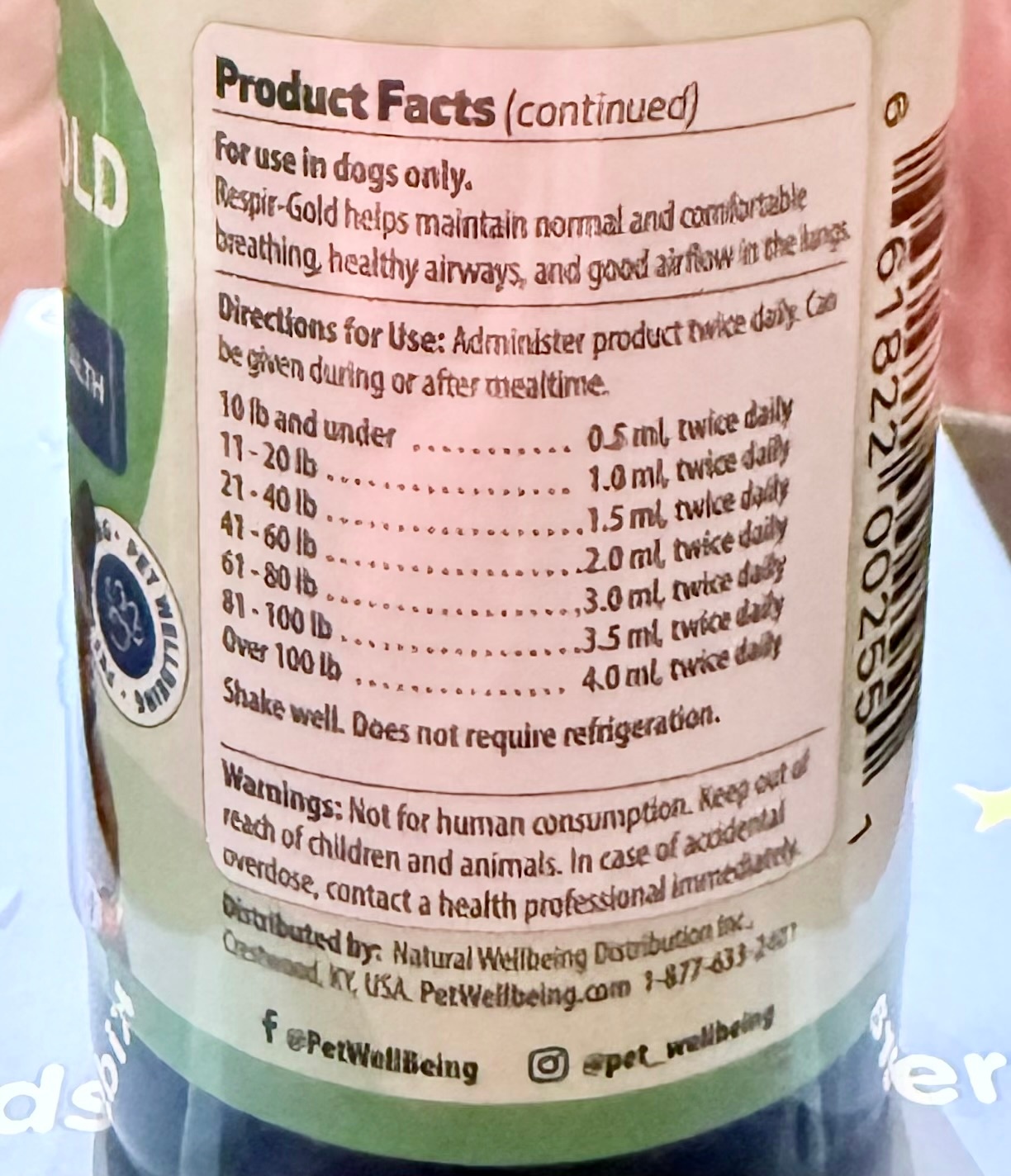 SEALED:  Pet Wellbeing Respir-Gold for Dogs - photo 3