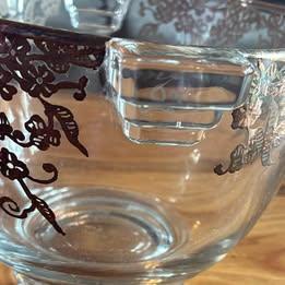 Vintage Art Deco Silver floral Overlay Glass Dish - photo 2