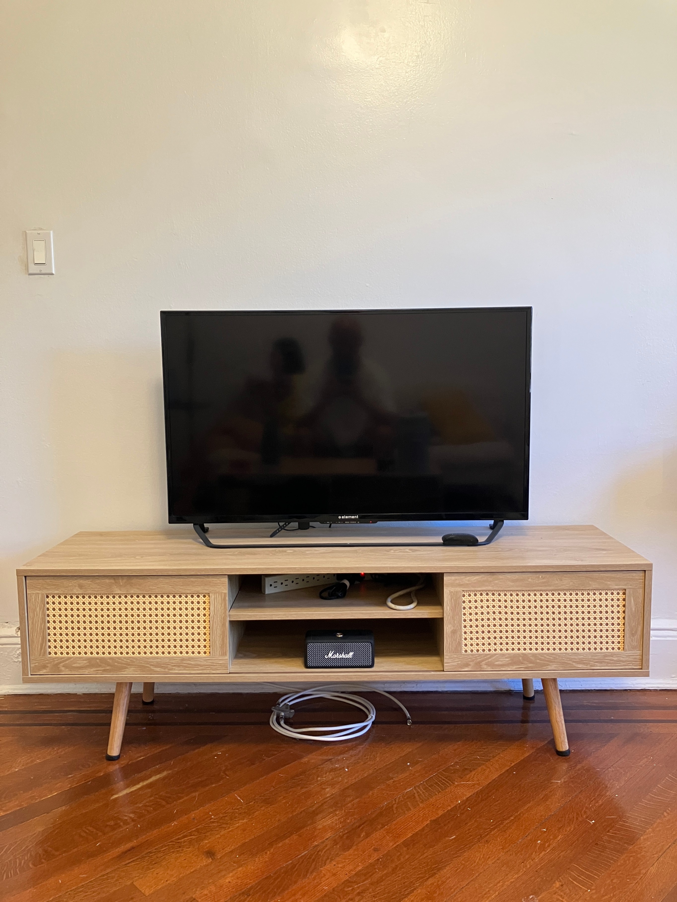 Modern TV Stand with 2 Storage Cabinets and 2 Open Shelves - photo 3