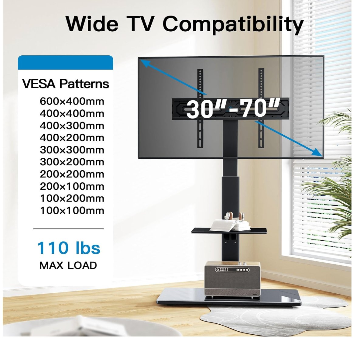 Universal TV Stand with Swivel Mount for 30-70 inch TVs-Open Box - photo 2