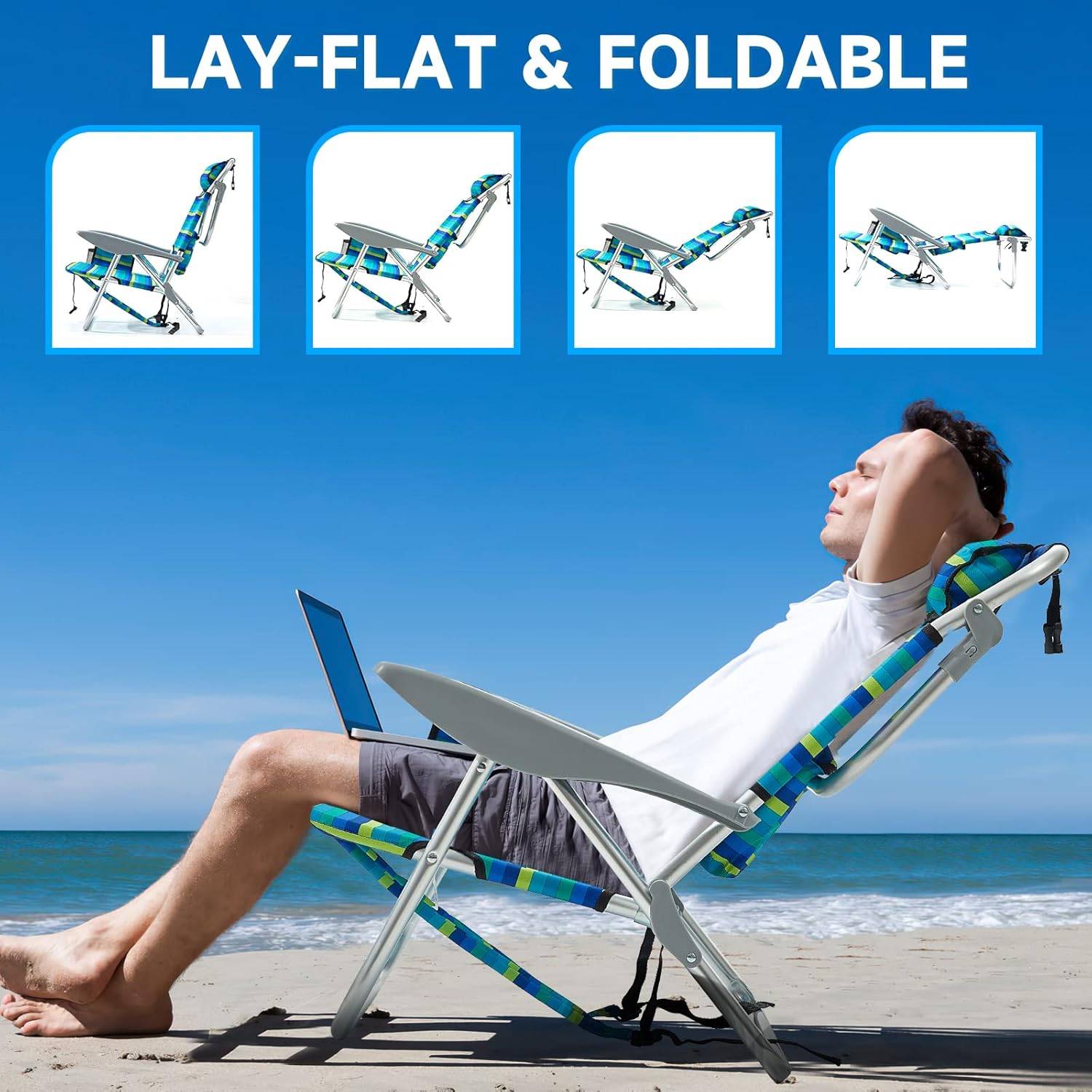 Backpack Beach Chair - Foldable & Lay-Flat - photo 3