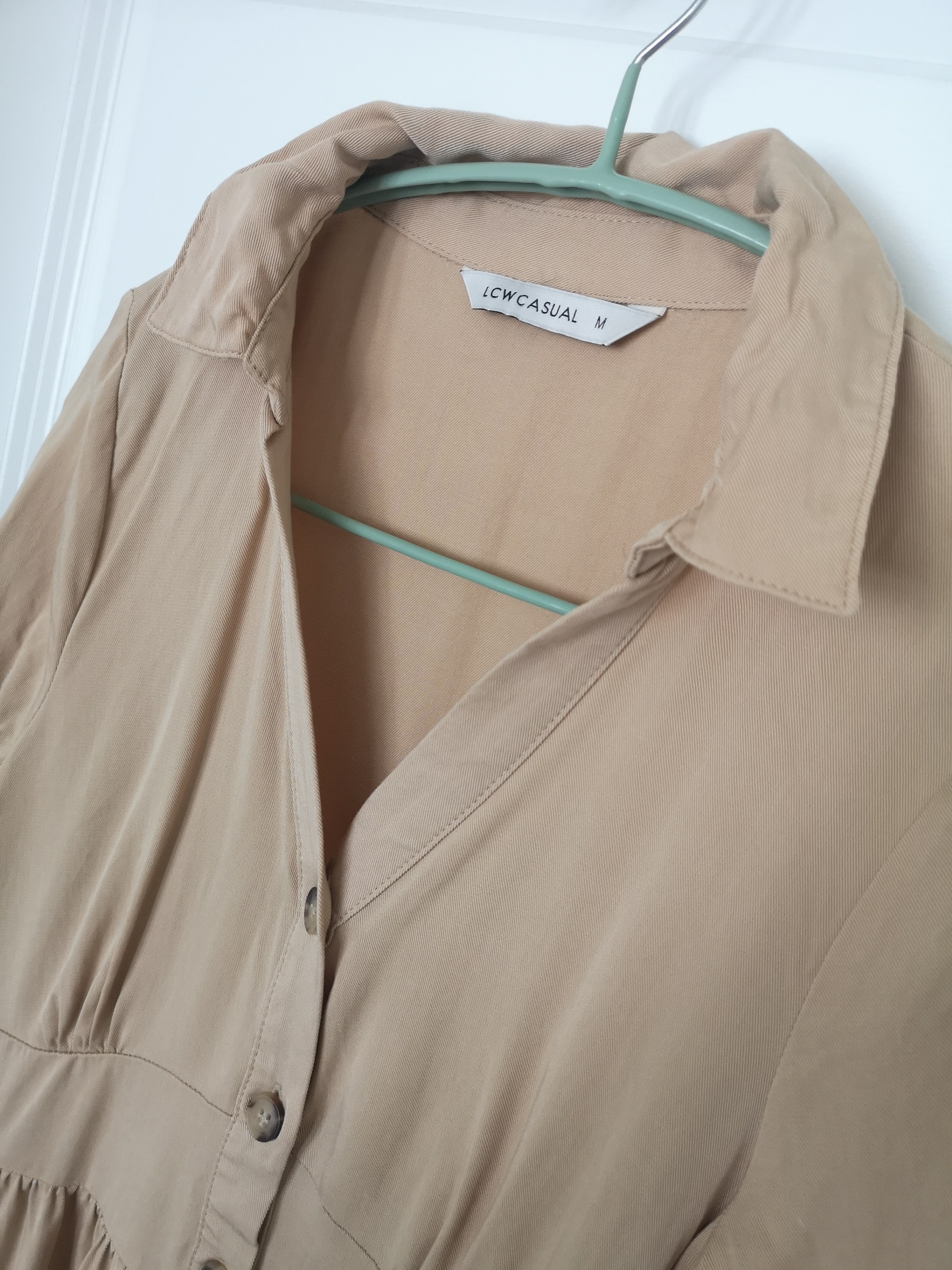LCW Casual Tan Tiered Button-Down Dress - Size M - photo 5