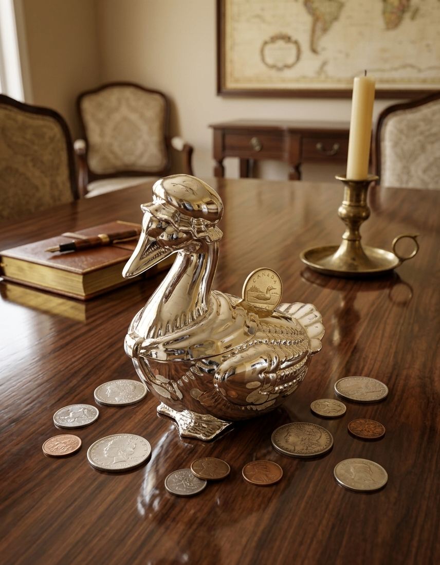 Silver Duck Piggy Bank