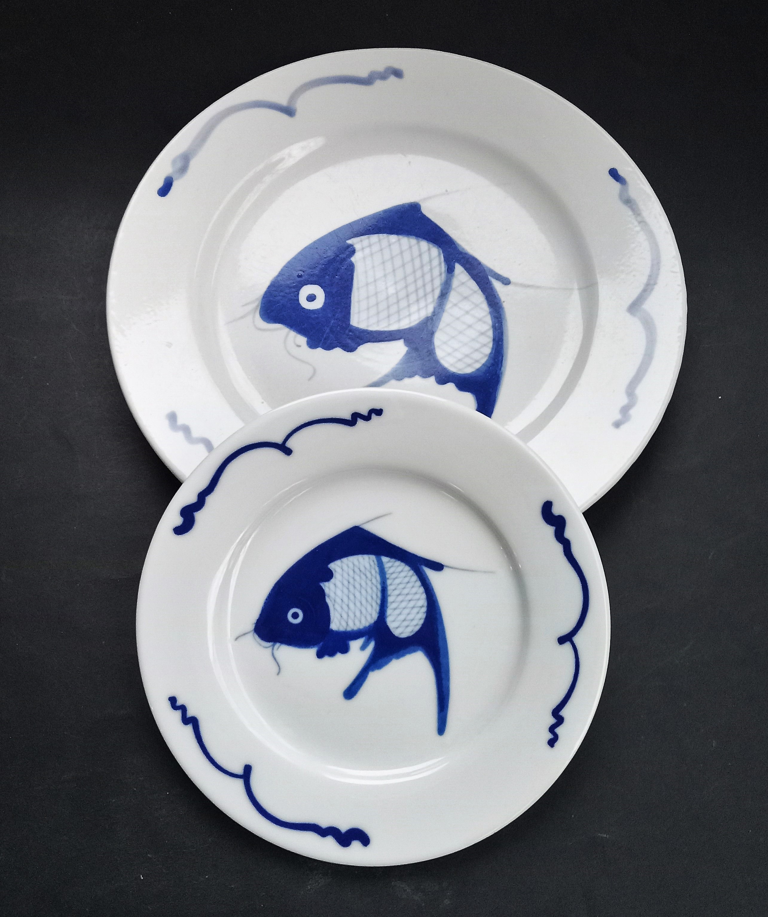 VTG Koi Carp Fish Plates China Prosperity Good Fortune - photo 3