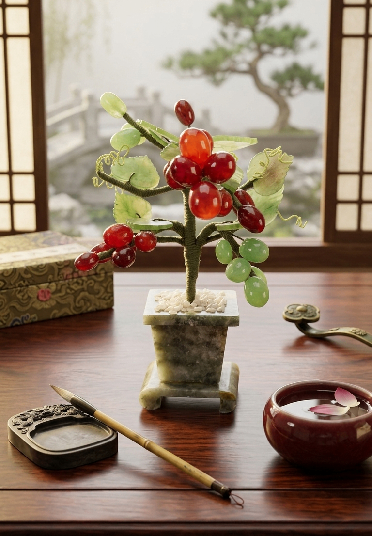 Jade and Carnelian Grapevine Bonsai