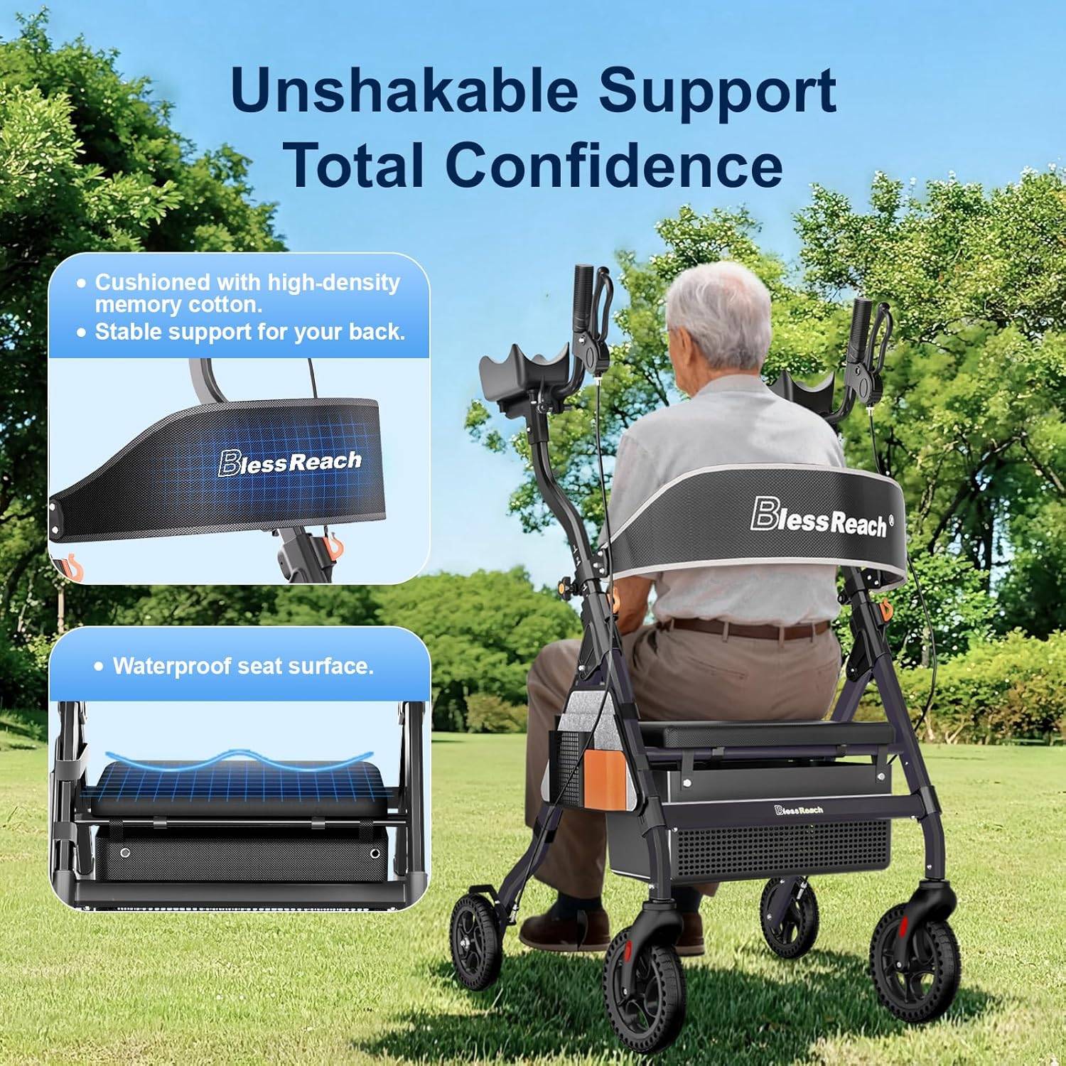BlessReach Heavy Duty Upright Rollator Walker - photo 4