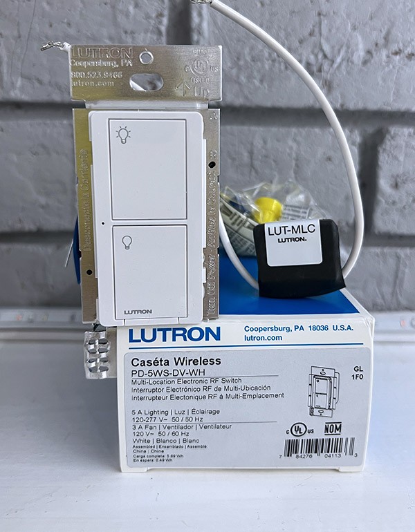 Lutron Caseta PRO 5A in-wall, no neutral switch, PD-5WS-DV-WH