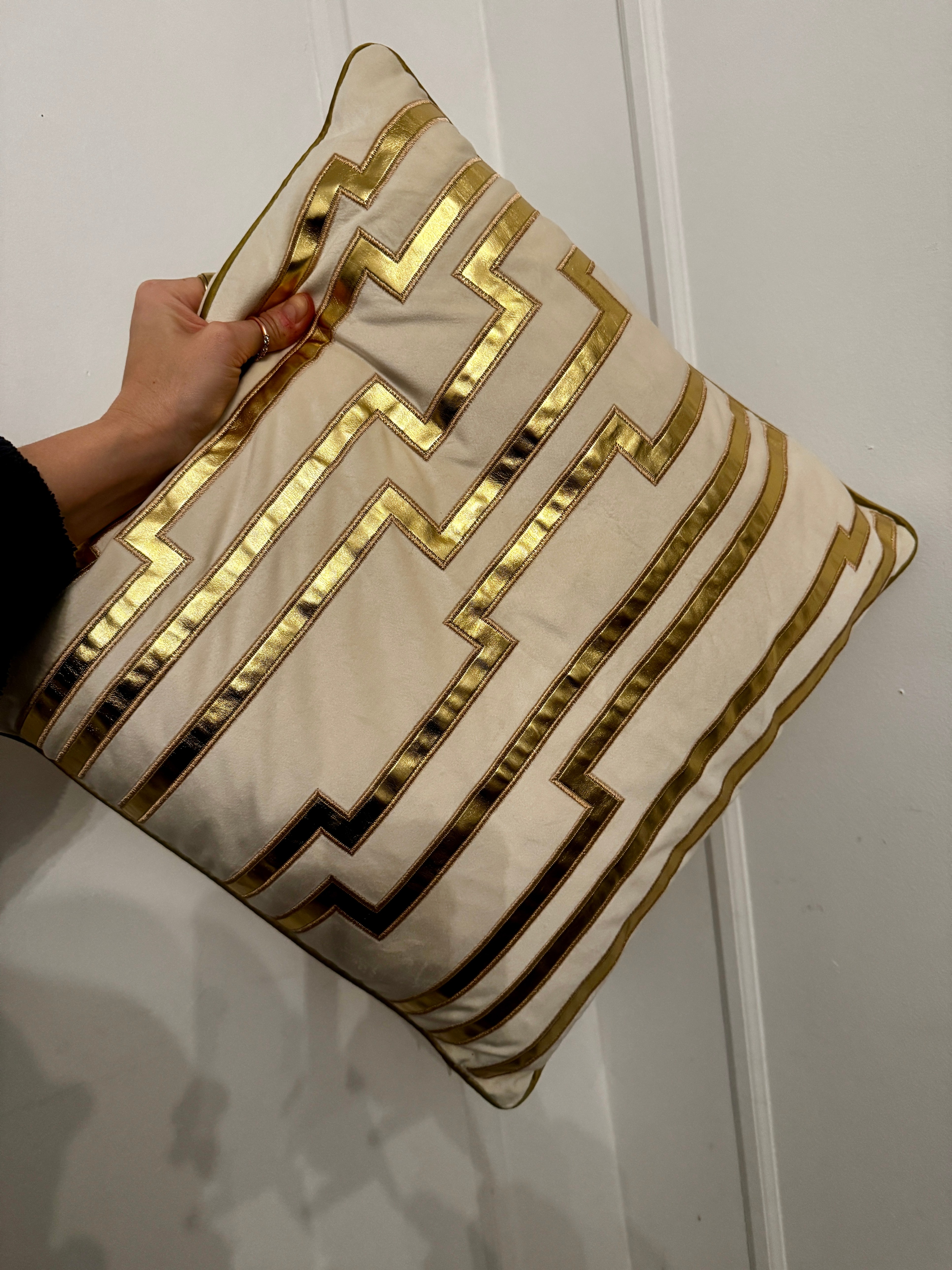 Metallic Gold Accented Velvet Cushions