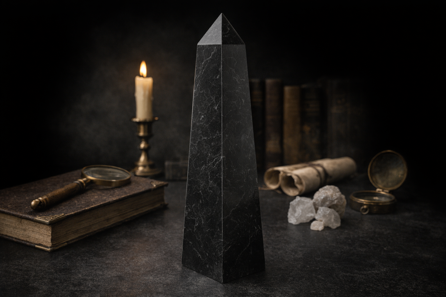 ✨Pyramid Polished Stone Display Base – Black Granite