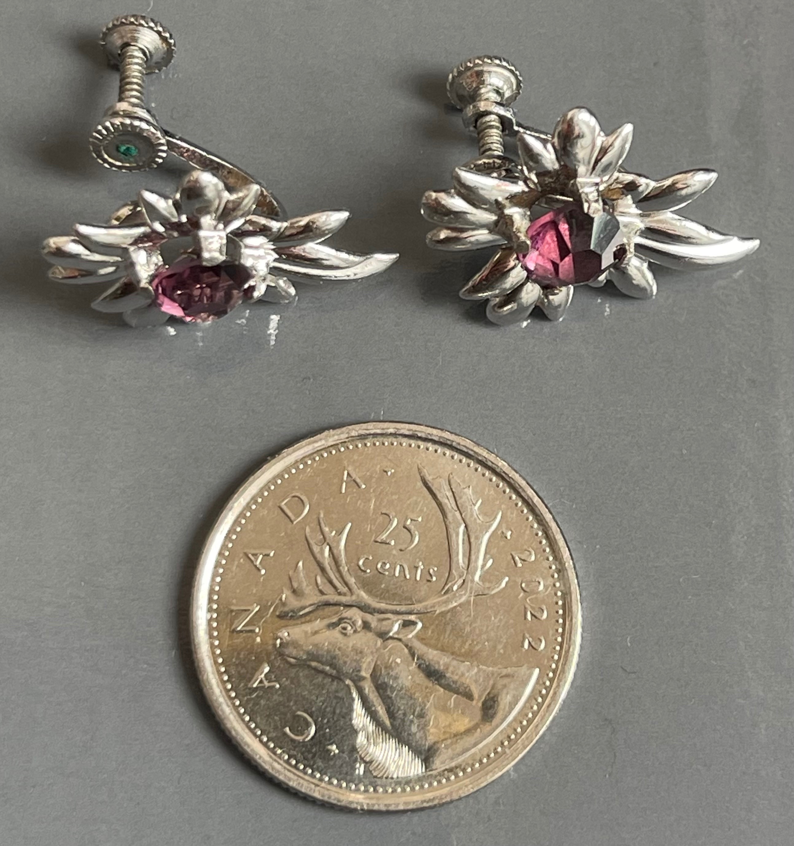 Vintage Sterling Silver & Amethyst Screw-Back Earrings – 40s/50s - photo 3