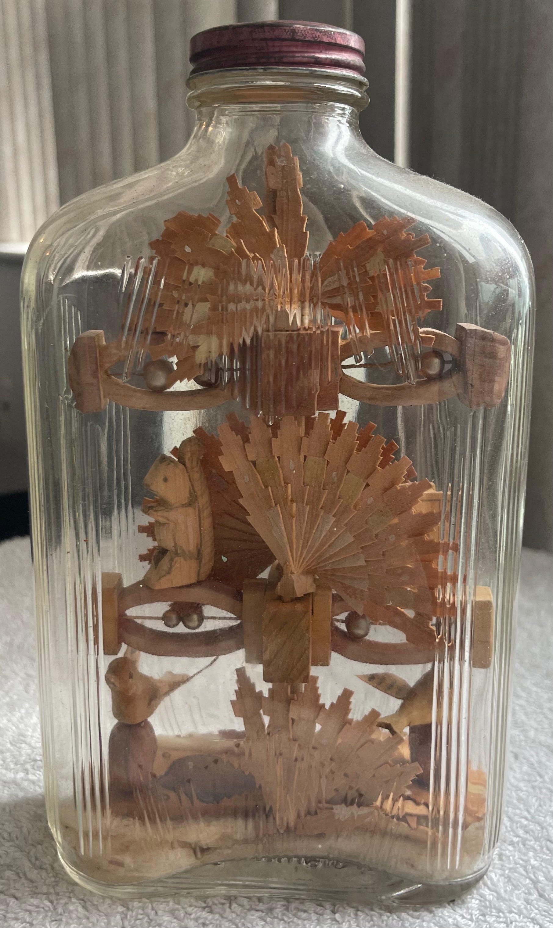 Rare Antique Hand-Carved "Whimsey" Bottle (Animals & Trees) - photo 2